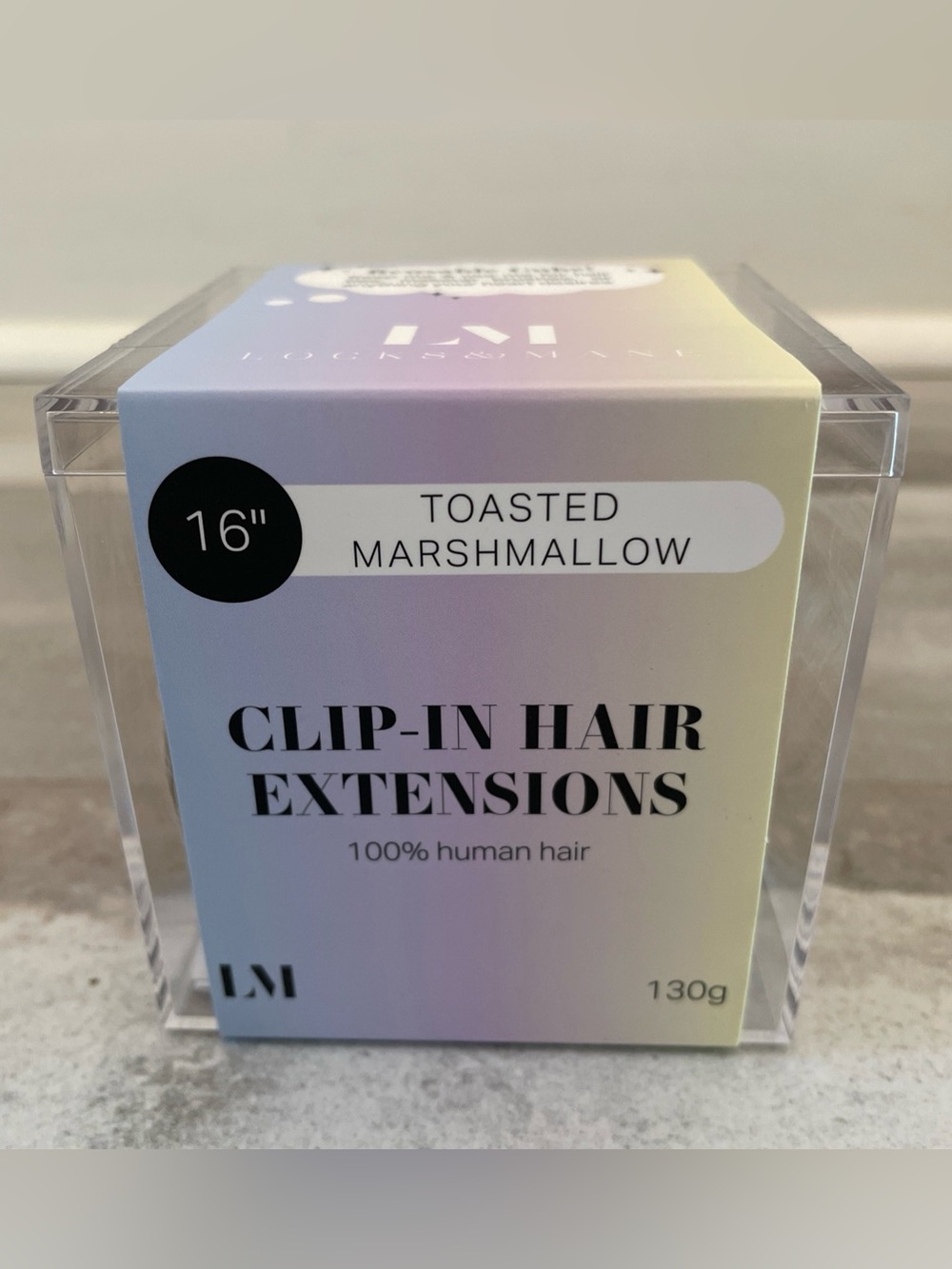 NEW Locks & Mane Hair Extensions 16” Clip-in Toasted Marshmallow 100% Human Hair